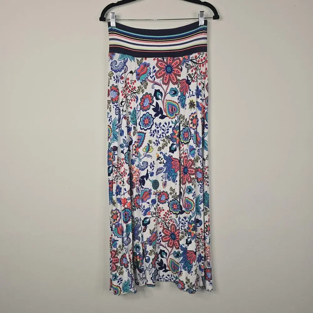 Milly Skirt Womens Small Colorful Floral Jersey Maxi Stretchy Boho Vacay Travel - Picture 2 of 6